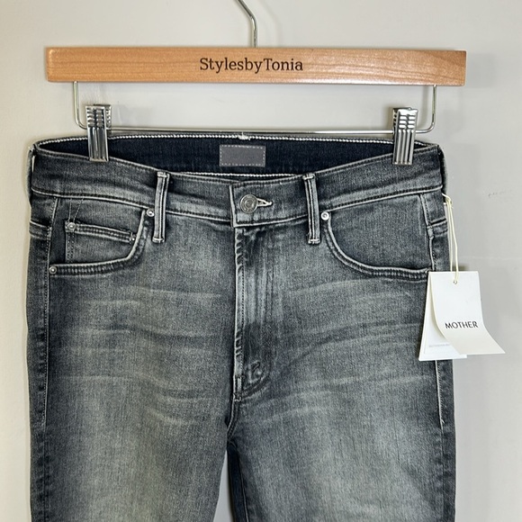Mother Insider Crop Jean Step Fray Jean Huntress Grey Sz 28 NEW - Picture 5 of 14